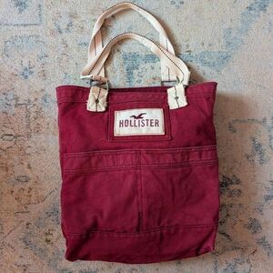Y2K vintage Hollister Red Maroon Canvas Tote Bag